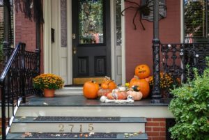 pumpkins on the front steps