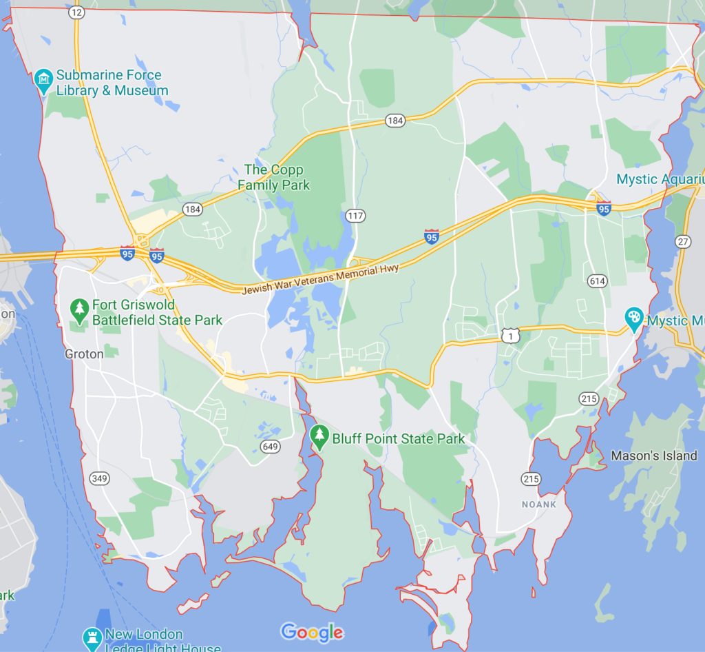 Google maps image of Groton, CT
