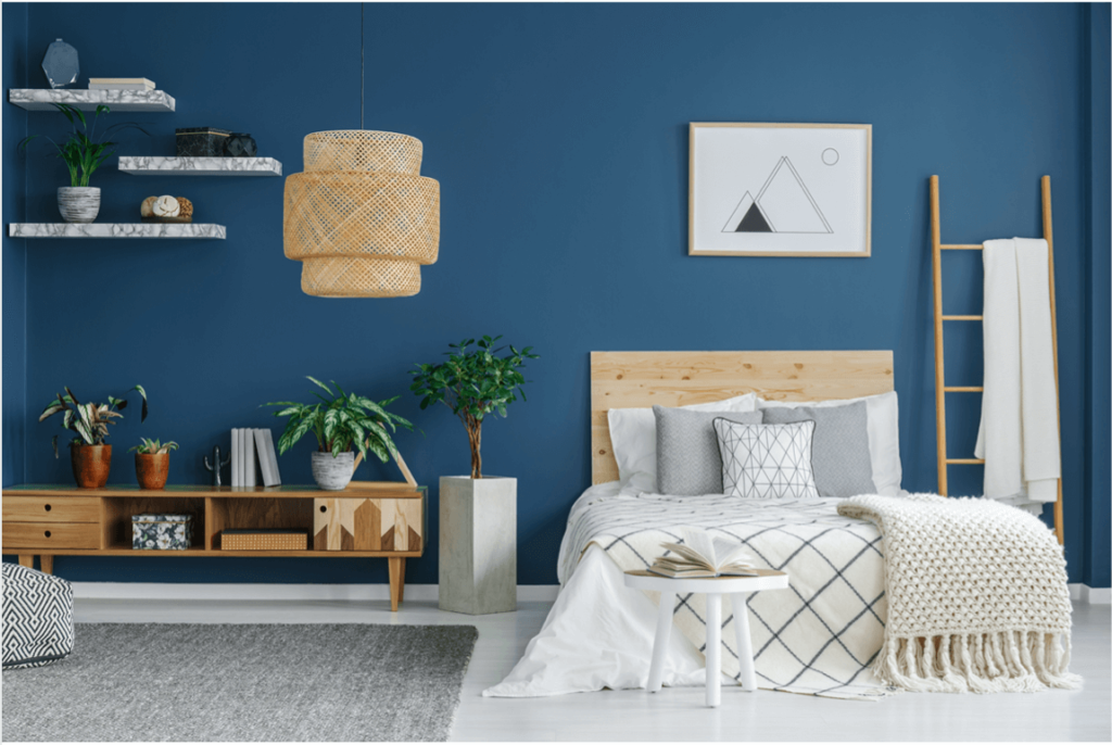 cooler blue color bedroom grey bedset