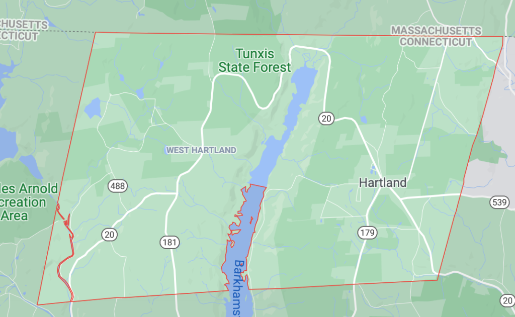 Map of Hartland Connecticut