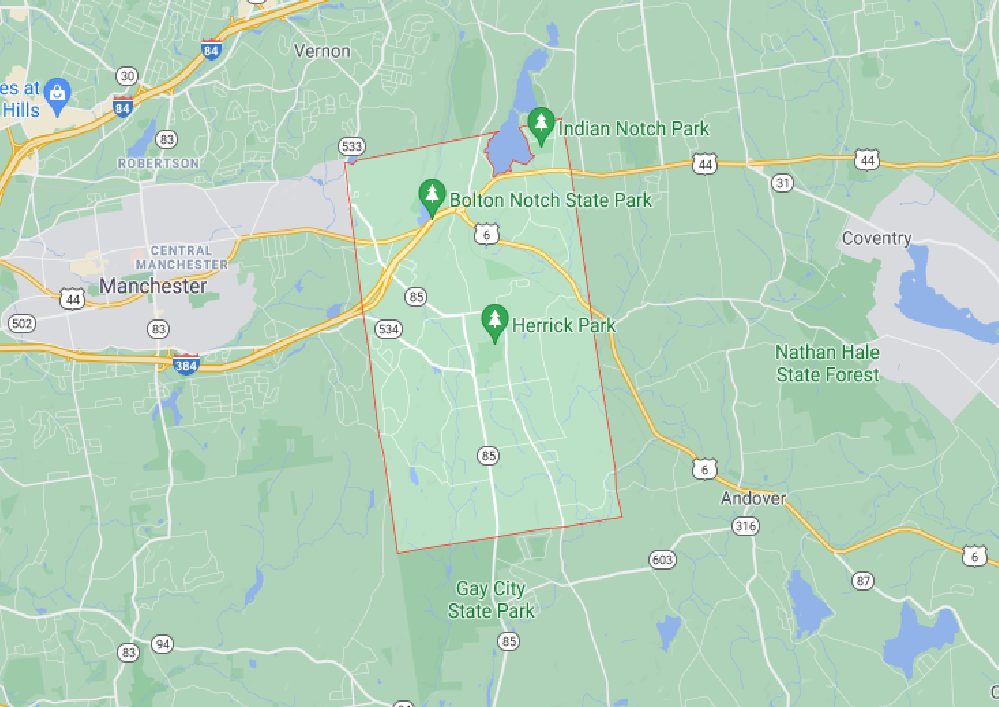 Replacement Windows in Bolton, CT map