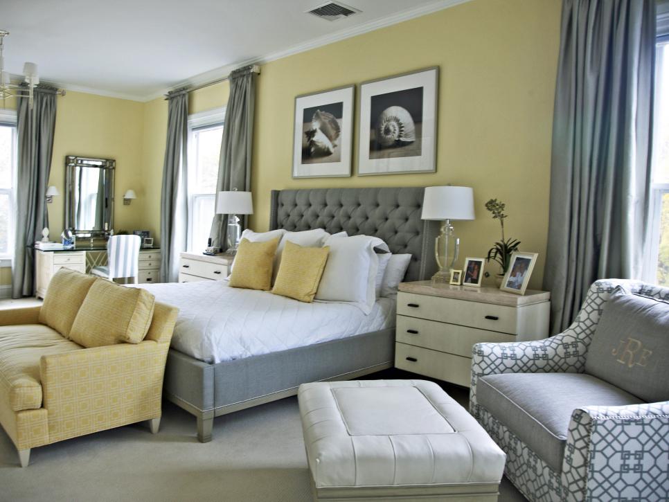 Yellow Walls with Grey Curtains