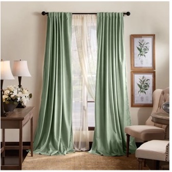 Beige Walls with Green Curtain
