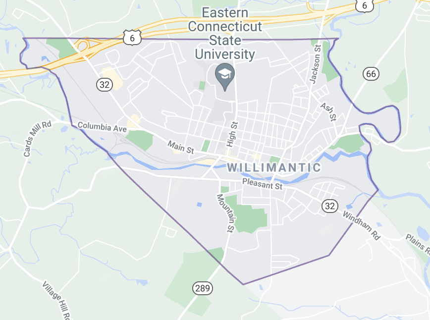 Willimantic, CT map