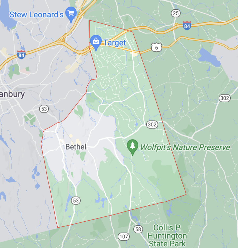 Google Map screenshot of Bethel CT