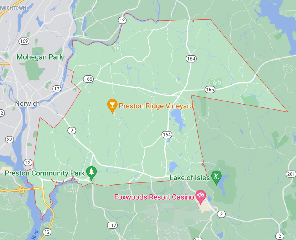 Google Map screenshot of Preston CT