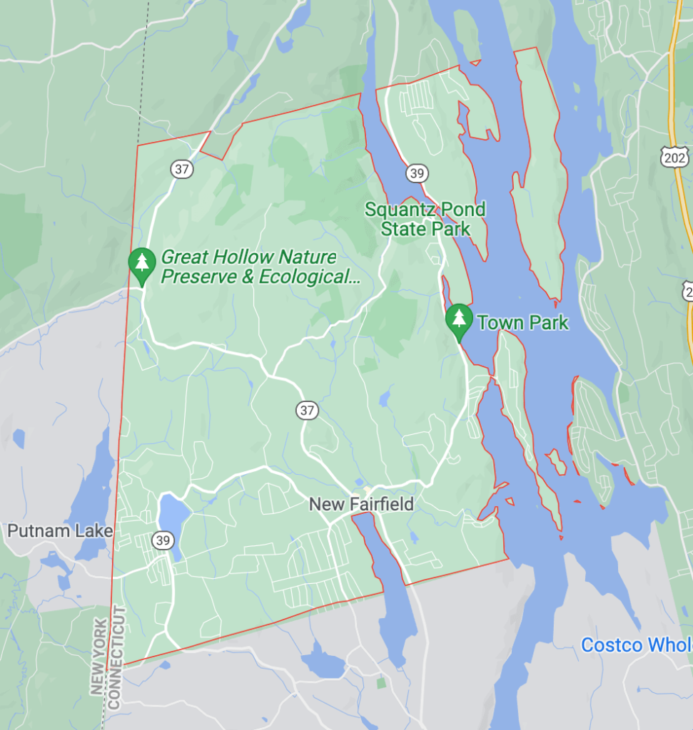 Google map screenshot of New Fairfield CT