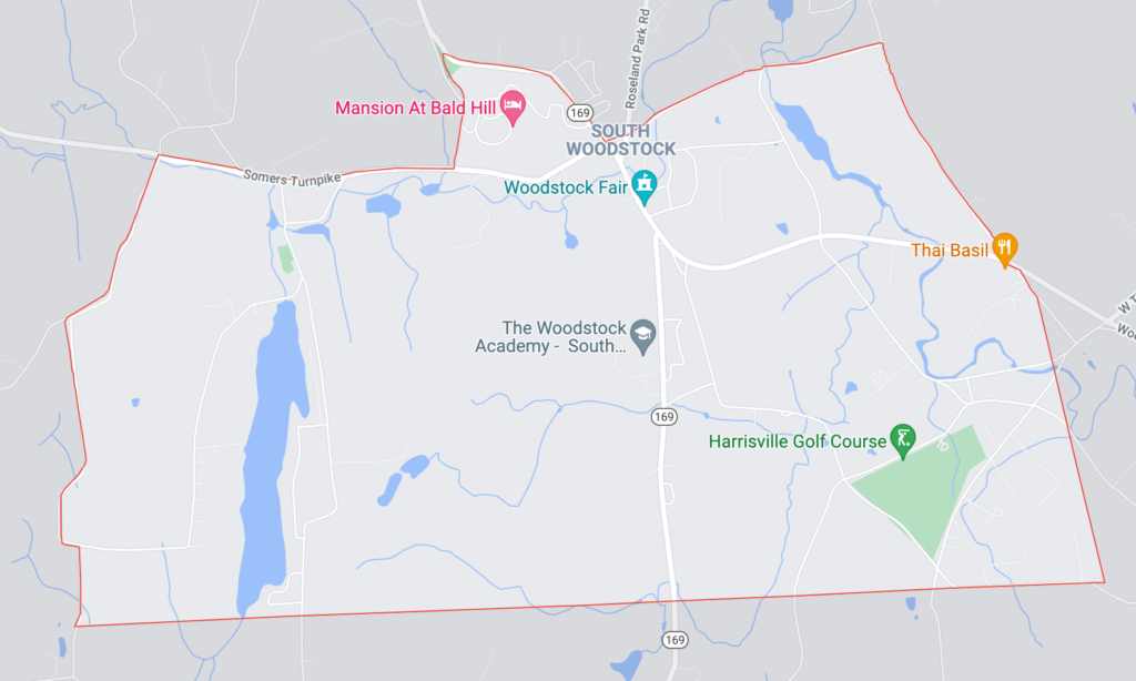 Google map screenshot of South Woodstock CT