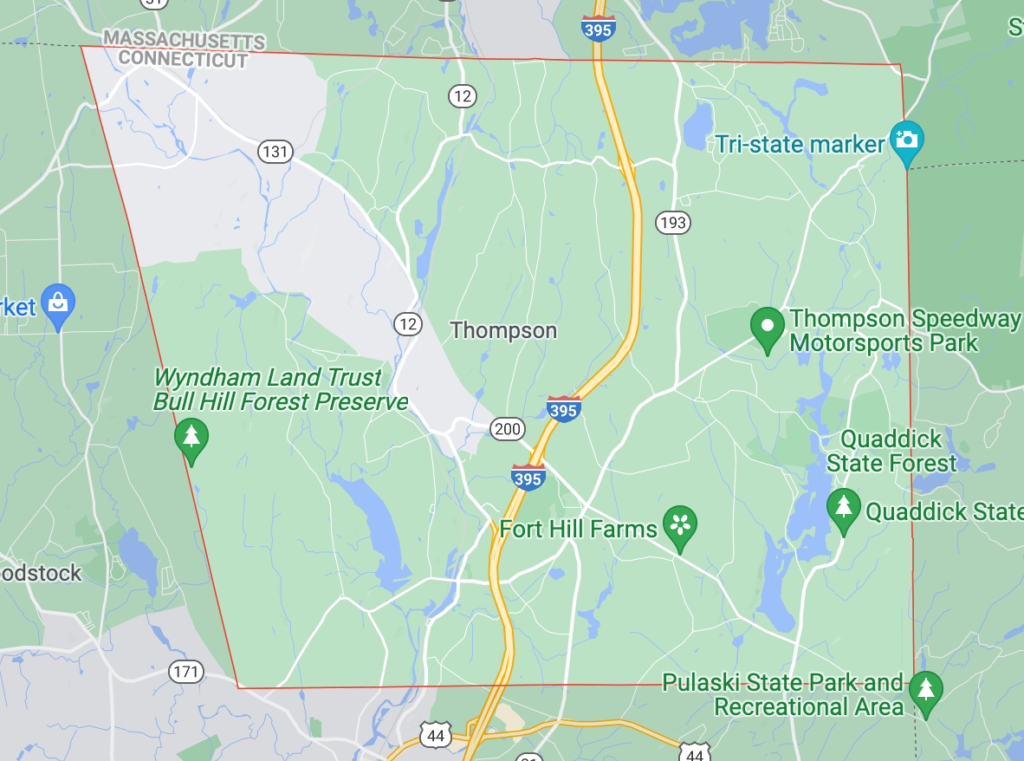 Google map screenshot of Thompson CT