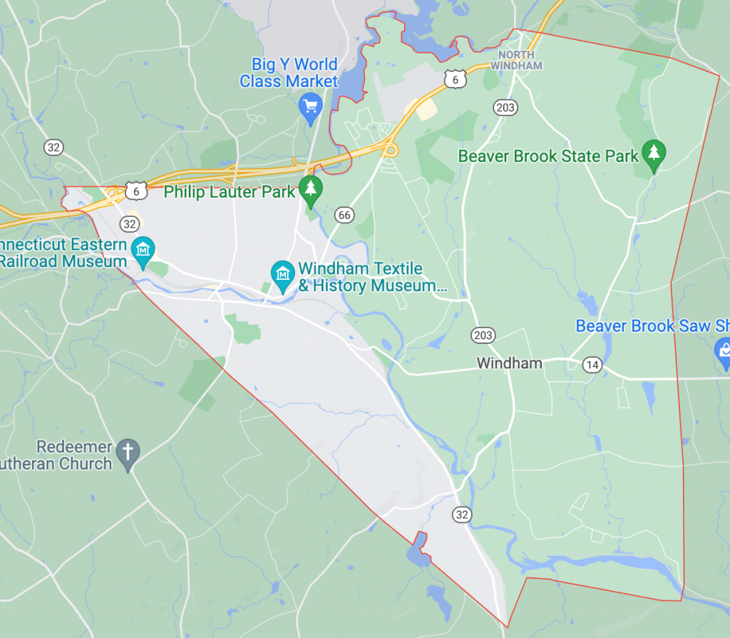 Google map screenshot of Windham CT
