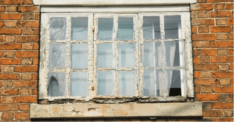 old wood window rotten