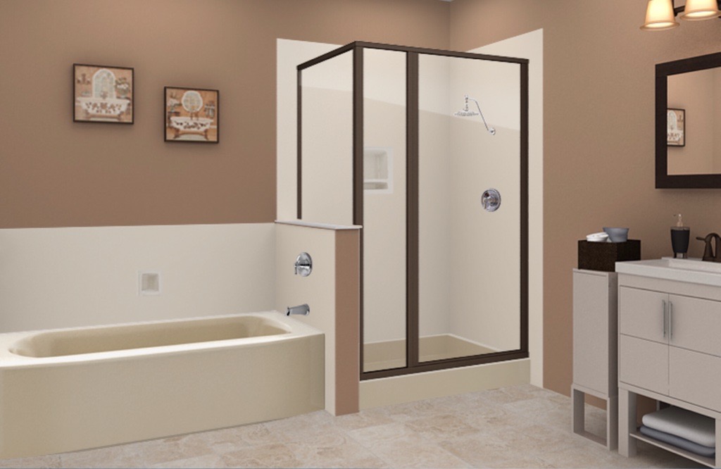 replacement shower and bathtub almond colored