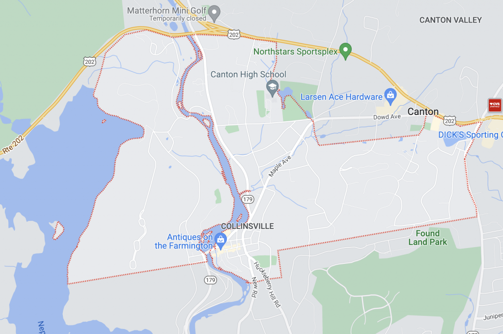 Google map of the Collinsville CT area
