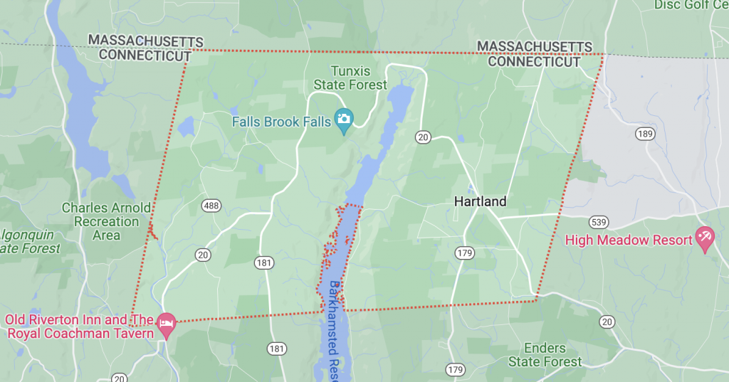 Google maps of the East Hartland area