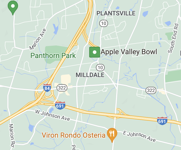 Google map of the Milldale, CT area