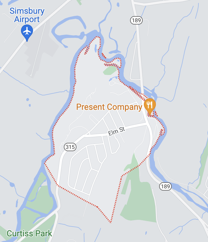 Google Maps of the Tariffville, CT area