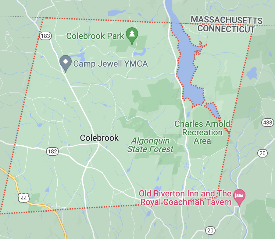 google maps of the colebrook ct area